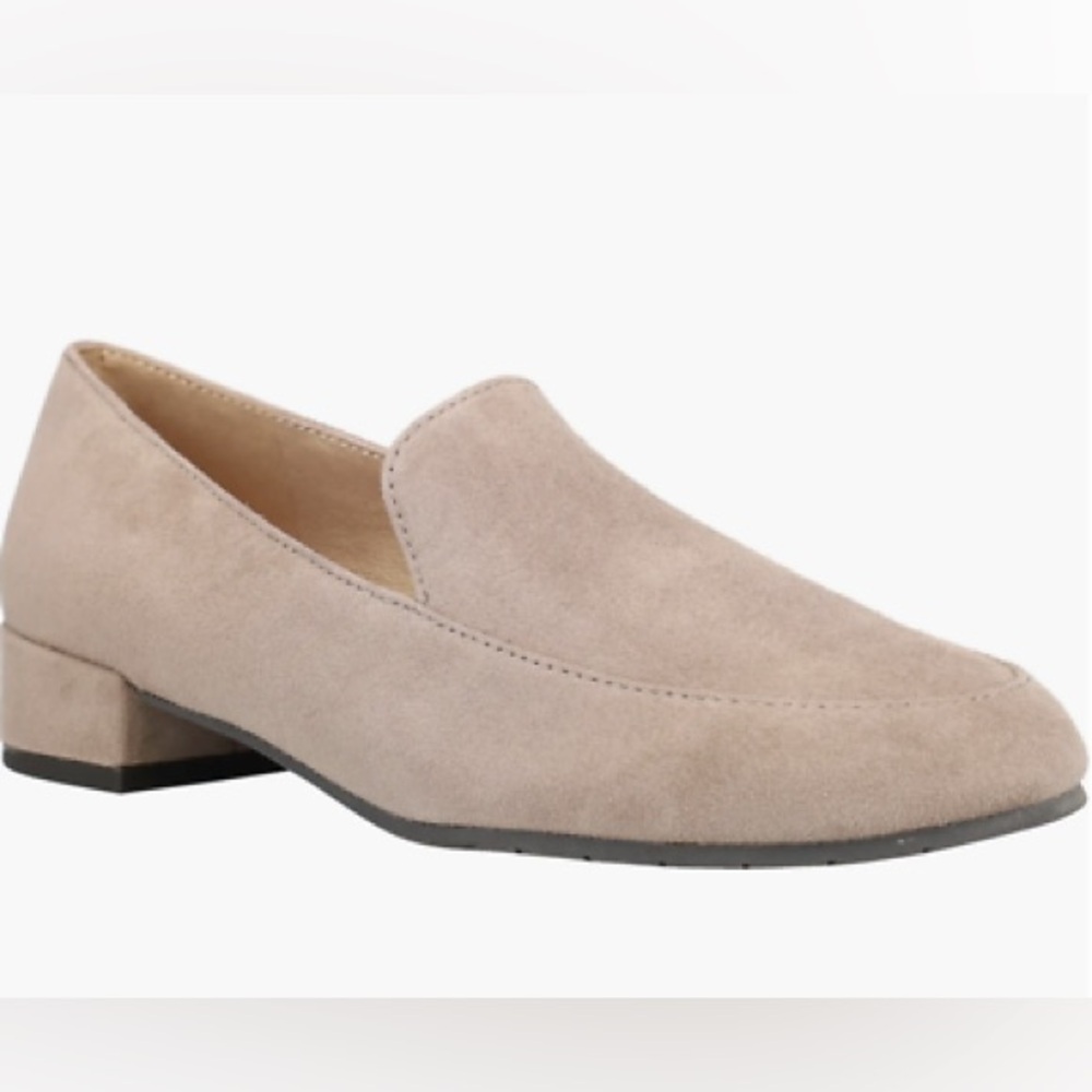 Eileen Fisher || suede taupe Elan slip on loafers